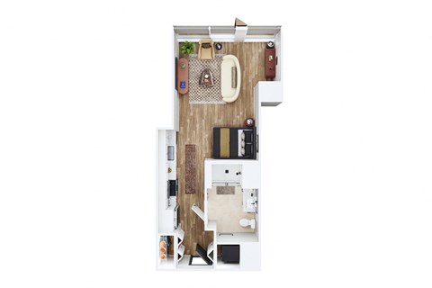Floor plan for studio, 1 bath, 439 sqft